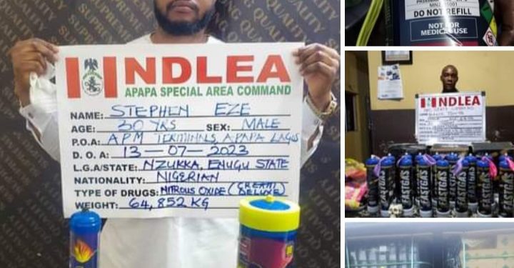 NDLEA Intercepts 64,863Kg ‘Laughing Gas’ In Lagos, Imo, Arrests 3 Suspects
