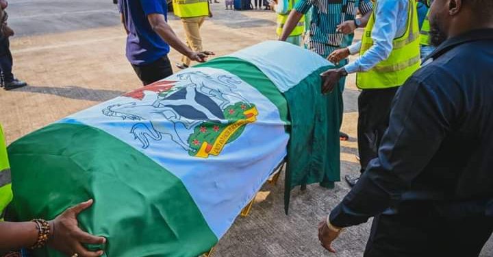 Late Gov Akeredolu’s Remains Arrive Nigeria
