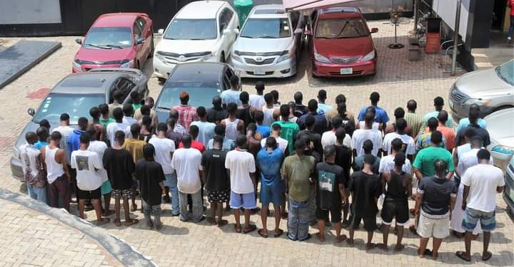 EFCC Operatives Storm Sagamu, Arrest 74 Over Internet Fraud