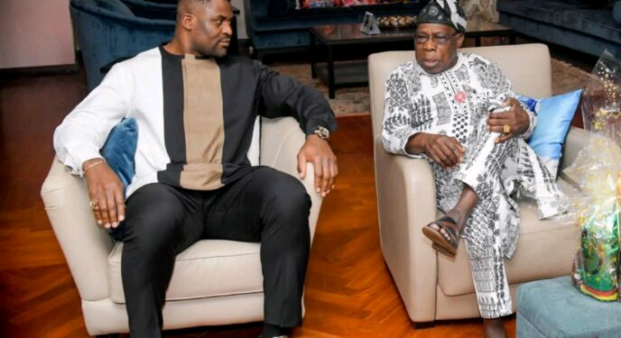 MMA Fighter, Francis Nganonou Visits Obasanjo, Shares His Experience