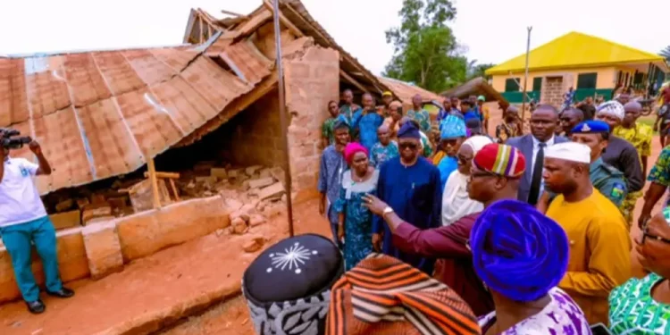 YAYI Commiserates With Victims As Rainstorm Destroys Over 40 Buildings In Ogun Community