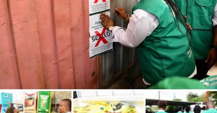 FCCPC Seals Shops Engaged in Deceptive Rice Rebagging In Utako Abuja Market