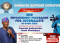Oniroyin Support Initiative Holds Second Empowerment Programme For Journalists Thursday