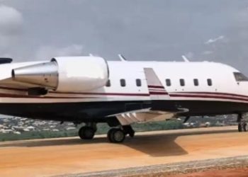 Shock As Private Jet Lands On Asaba–Ogwashi-Uku Expressway In Delta, NCAA Grounds Aircraft
