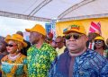 Security Aides Hurry To Evacuate Gov Adeleke, Sister, CoS As Podium Collapses During Re-Election Campaign