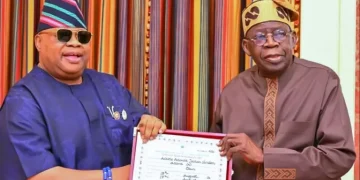 Tinubu Receives Adeleke at Villa, Slams Atiku, ADC Candidate Over Subsidy Position