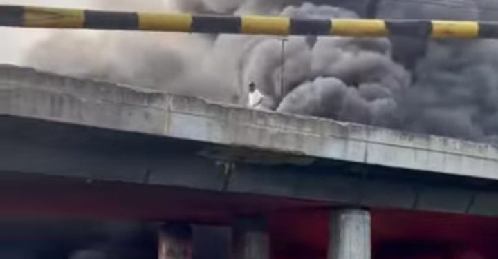 Panic as Tanker Falls Off Otedola Bridge, Erupts in Massive Fireball